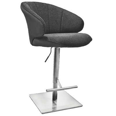 Naber Brezo AS, stool, stainless steel colored frame, square, rotatable, adjustable, dark gray cover, 3031366