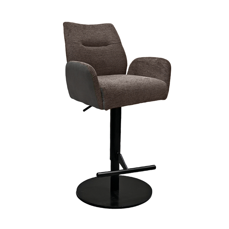 Naber Famous AS, stool, matt black frame, rotatable, adjustable, round, brown cover, 3031328