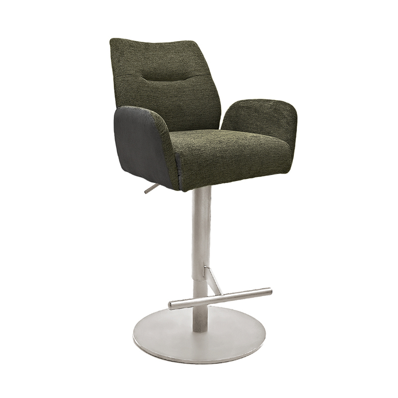 Naber Famous AS, stool, stainless steel colored frame, round, rotatable, adjustable, green cover, 3031335