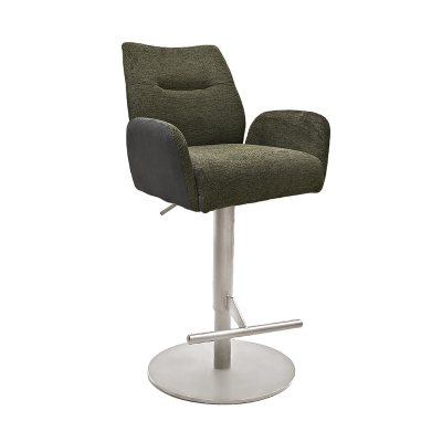 Naber Famous AS, stool, stainless steel colored frame, round, rotatable, adjustable, green cover, 3031335