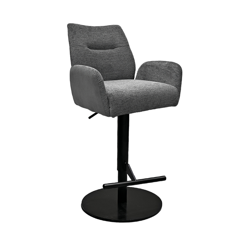 Naber Famous AS, stool, matt black frame, rotatable, adjustable, round, dark gray cover, 3031327