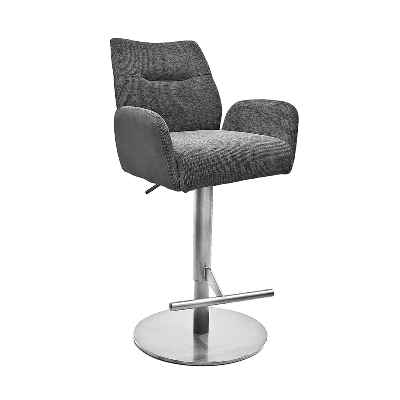 Naber Famous AS, stool, frame stainless steel color, round, rotatable, adjustable, cover dark gray, 3031333