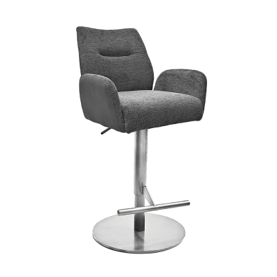 Naber Famous AS, stool, frame stainless steel color, round, rotatable, adjustable, cover dark gray, 3031333