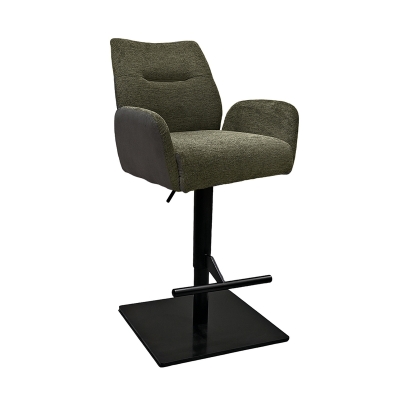 Naber Famous AS, stool, matt black frame, rotatable, adjustable, square, green cover, 3031326