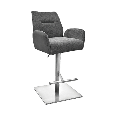 Naber Famous AS, stool, stainless steel frame, square, rotatable, adjustable, dark gray cover, 3031330