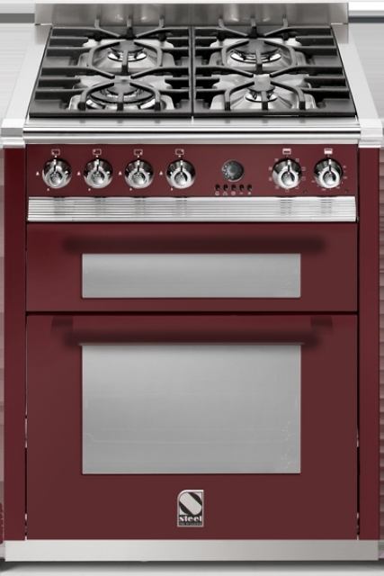 Steel Ascot 70, range cooker, 70 cm, multifunction, color burgundy red, A7FF-4IBR, with 5 year guarantee!