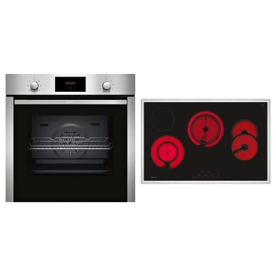 Neff BX38, SET built-in oven B1CCC0AN0 and glass ceramic hob T18SDH9L0, EEK: A, with 5 year guarantee!