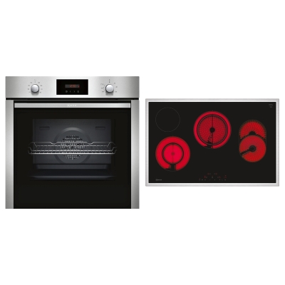 Neff BX48P, SET built-in oven B2CCG6AN0 and glass ceramic hob T18SDH9L0, EEK: A, with 5 year guarantee!