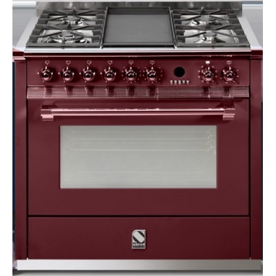Steel Ascot 90, range cooker, 90 cm, multifunction, color burgundy red, A9F-4MBR, with 5 year guarantee!