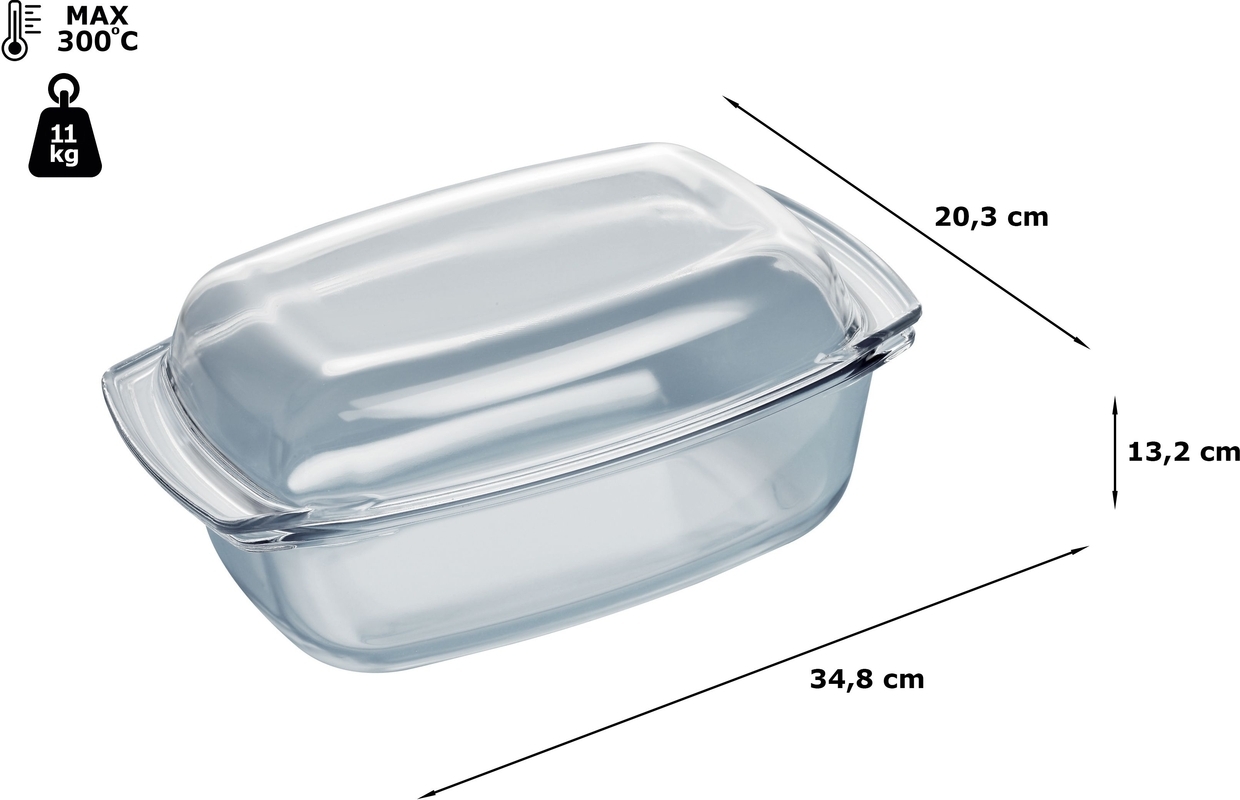 Bosch HEZ915003, roasting pan, 132 x 203 x 348 mm, transparent