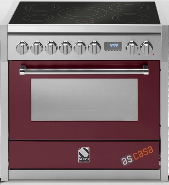 Steel Genesi 90, range cooker, 90 cm, multifunction, color burgundy red, G9F-4BBR, with 5 year guarantee!