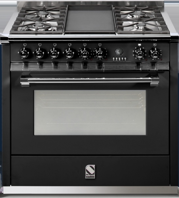 Steel Ascot 90, range cooker, 90 cm, multifunction, color black, A9F-4BBA, with 5 year guarantee!