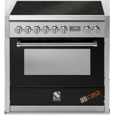 Сталь Genesi 90, плита, 90 см, Combisteam, цвет черный, G9S-4MBA, с гарантией 5 лет!