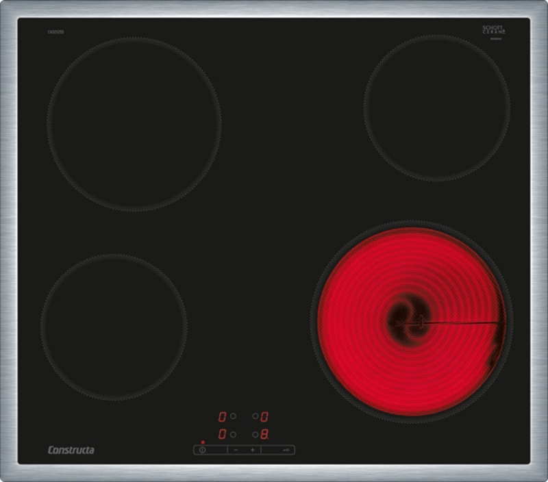 Constructa CA321255, electric glass ceramic hob, 60 cm, stainless steel frame, with 5 year guarantee!