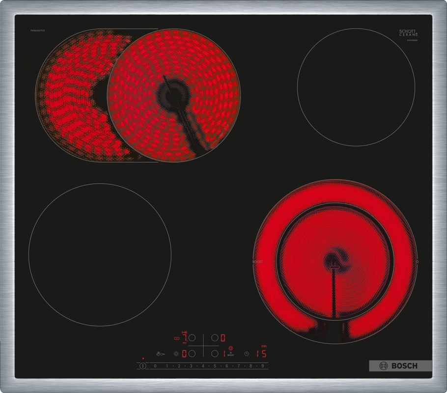 Bosch PKN645FP2E, glass ceramic electric hob, series 6, frame-mounted, 60 cm, with 5 year guarantee!