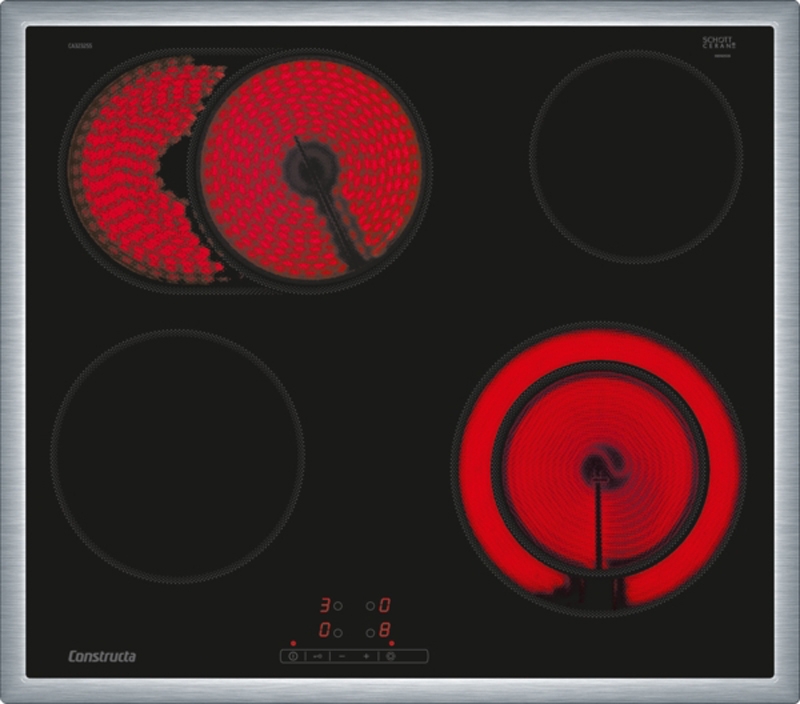 Constructa CA323255, electric glass ceramic hob, 60 cm, stainless steel frame, with 5 year guarantee!