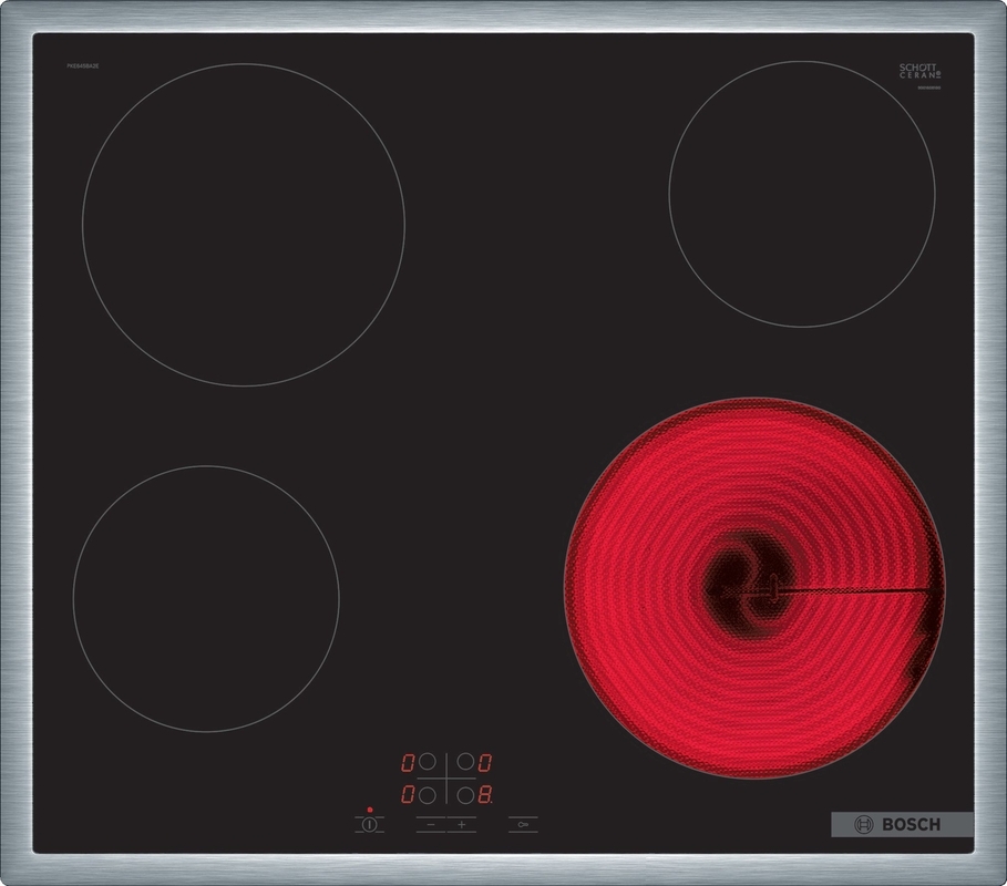 Bosch PKE645BA2E, glass ceramic electric hob, series 4, frame-mounted, 60 cm, with 5 year guarantee!