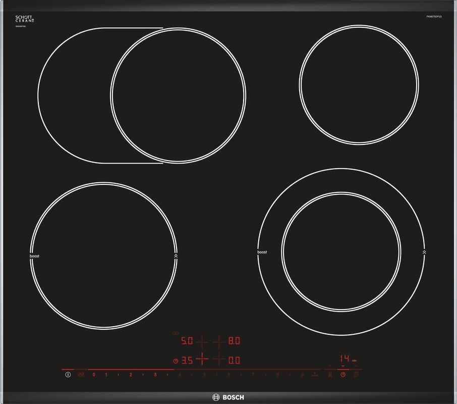 Bosch PKN675DP1D, electric hob glass ceramic, series 8, frame-mounted, 60 cm, with 5 year guarantee!