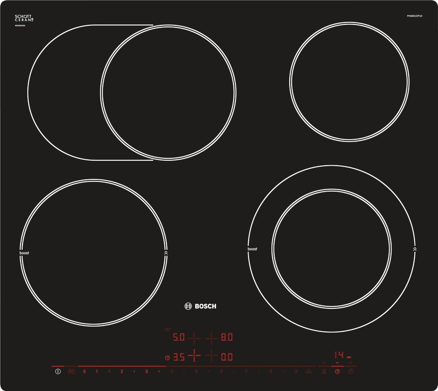 Bosch PKN601DP1D, electric hob glass ceramic, series 8, flush, 60 cm, with 5 year guarantee!