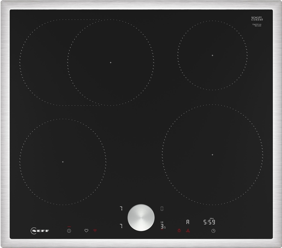 Neff T56STF1L0, induction hob, 60 cm, black, stainless steel frame, with 5 year guarantee!