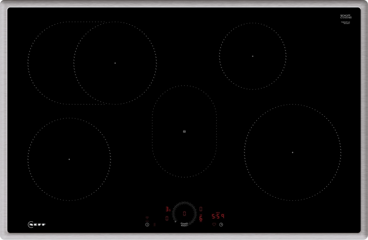 Neff T58SHF1L0, induction hob, 80 cm, black, stainless steel frame, with 5 year guarantee!