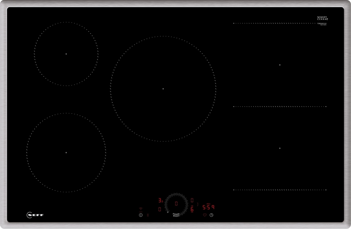 Neff T58SHW1L0, индукционная варочная панель, 80 см, черный, каркас из нержавеющей стали, гарантия 5 лет!