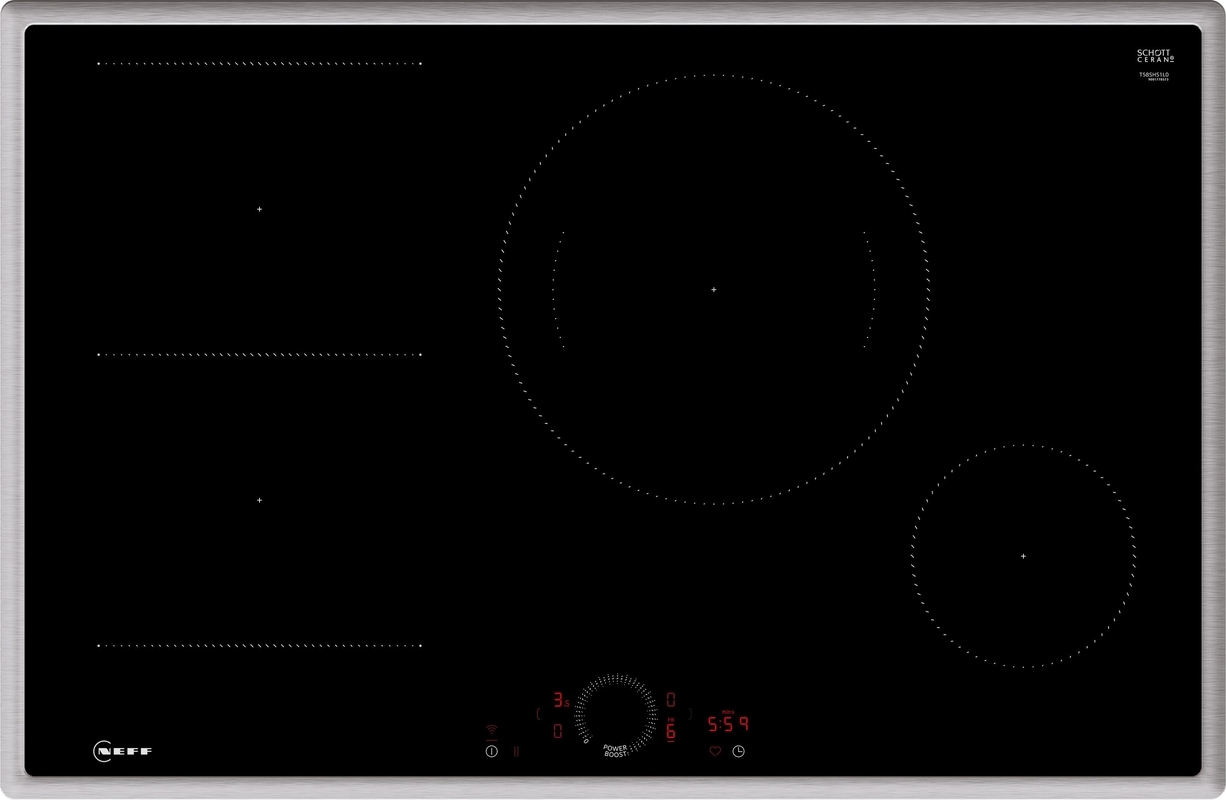 Neff T58SHS1L0, induction hob, 80 cm, black, stainless steel frame, with 5 year guarantee!