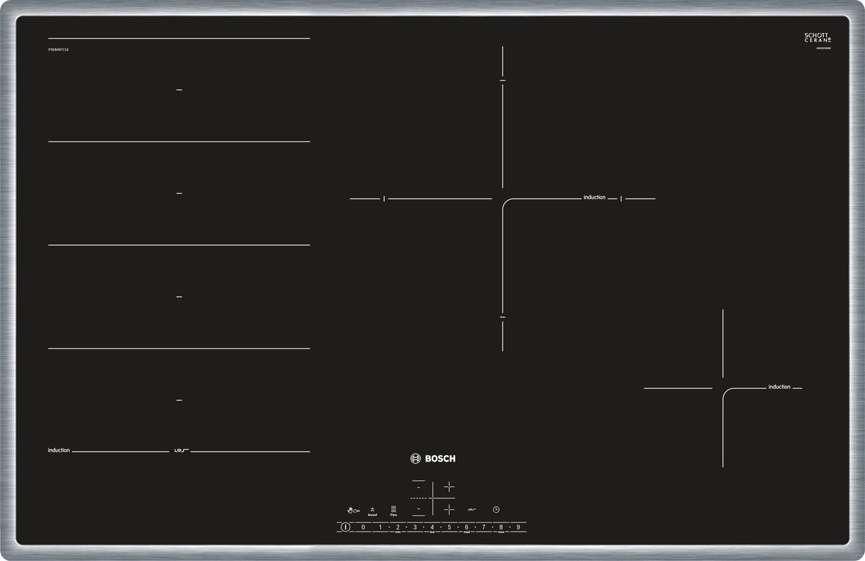 Bosch PXE845FC1E, induction hob, series 6, frame-mounted, 80 cm, with 5 year guarantee!