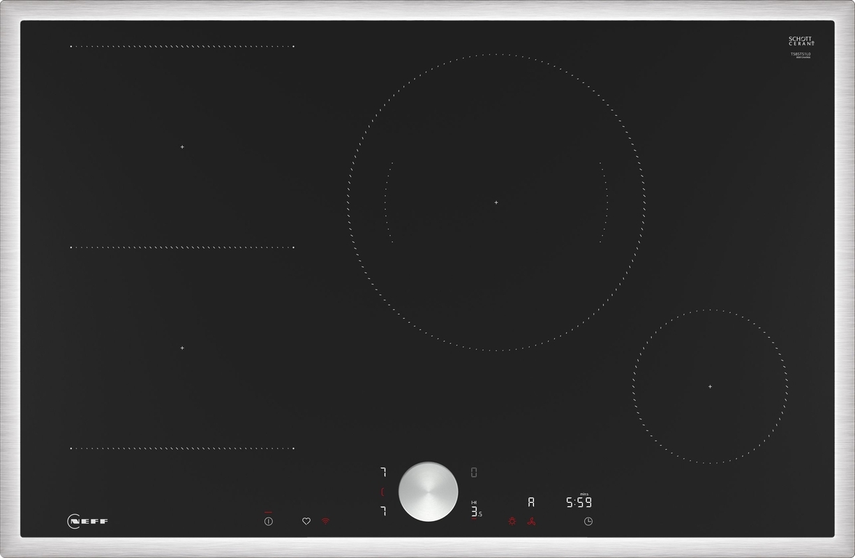 Neff T58STS1L0, induction hob, 80 cm, black, stainless steel frame, with 5 year guarantee!