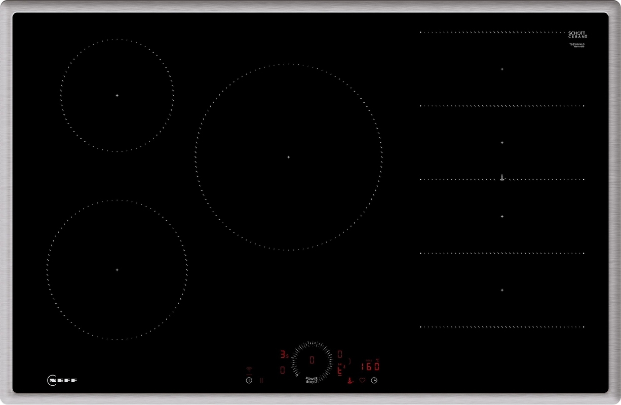 Neff T68SHV4L0, induction hob, 80 cm, black, stainless steel frame, with 5 year guarantee!