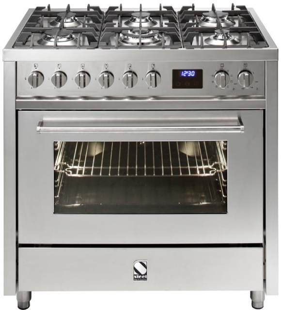 Steel Enfasi 90, range cooker, 90 cm, multifunctional oven, color stainless steel, E9F-6SS, with 5 year guarantee!