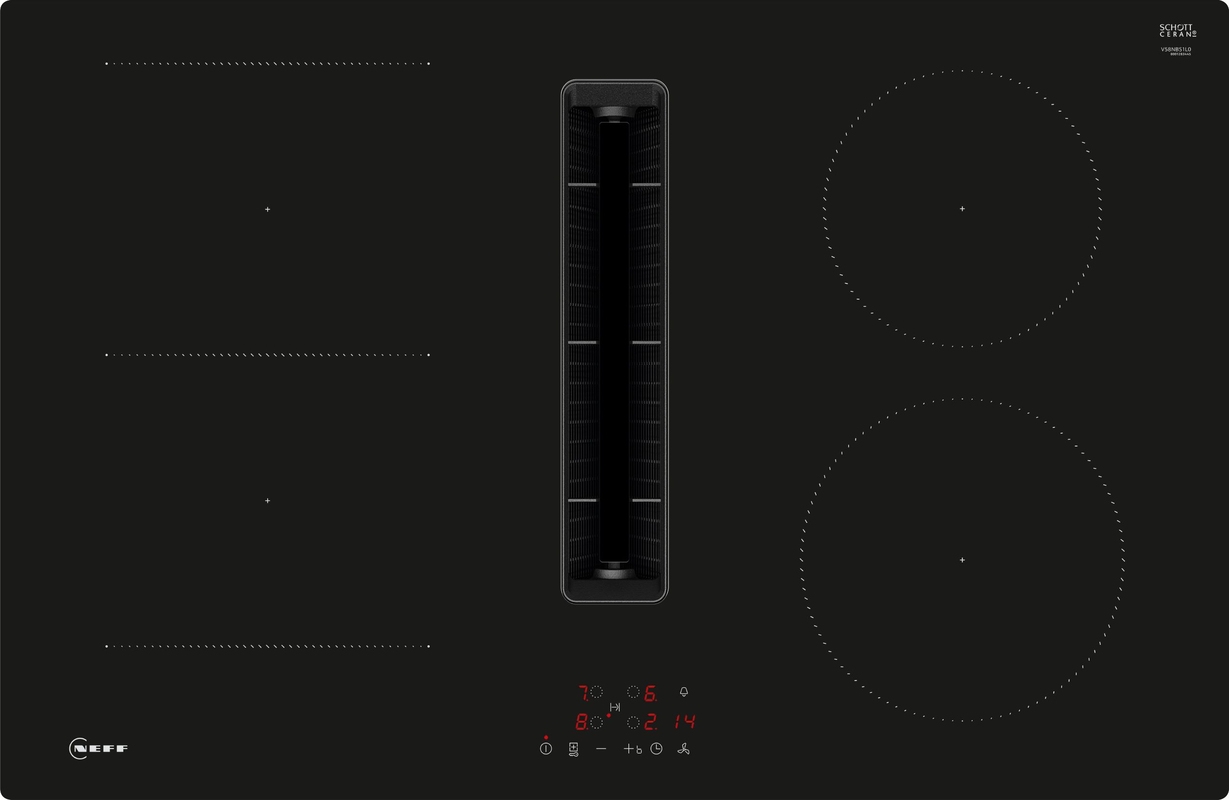 Neff V58NBS1L0, induction hob with extractor hood, 80 cm, black, frameless, with 5 year guarantee!