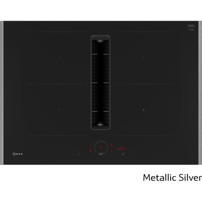 Neff V57YHQ4C0, induction hob with extractor hood, 70 cm, metallic silver Z9802PFMY0, WITH 7 YEAR WARRANTY