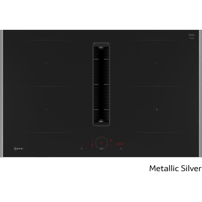 Neff V58YHQ4C0, induction hob with extractor hood, 80 cm, metallic silver Z9802PFMY0, WITH 7 YEAR WARRANTY