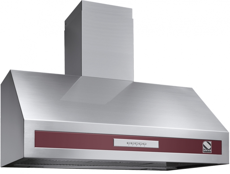 Steel Genesi 90 wall hood, Bordeaux red, 90 cm, GK90BR, with 5 year guarantee!