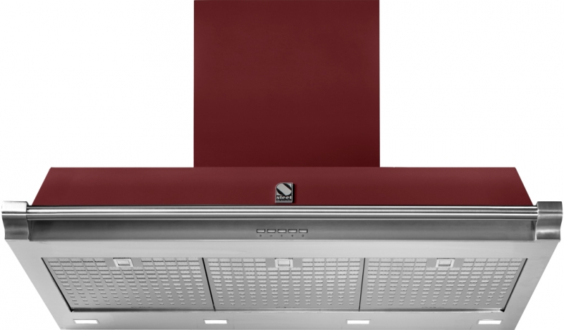 Steel Ascot 90 wall hood, Bordeaux red, 90 cm, AKL90BR, with 5 year guarantee!