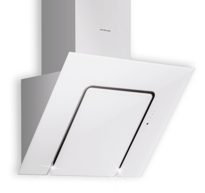 Silverline Riho RHW 600 W headroom hood, 60 cm stainless steel white glass. With a 5 year guarantee!