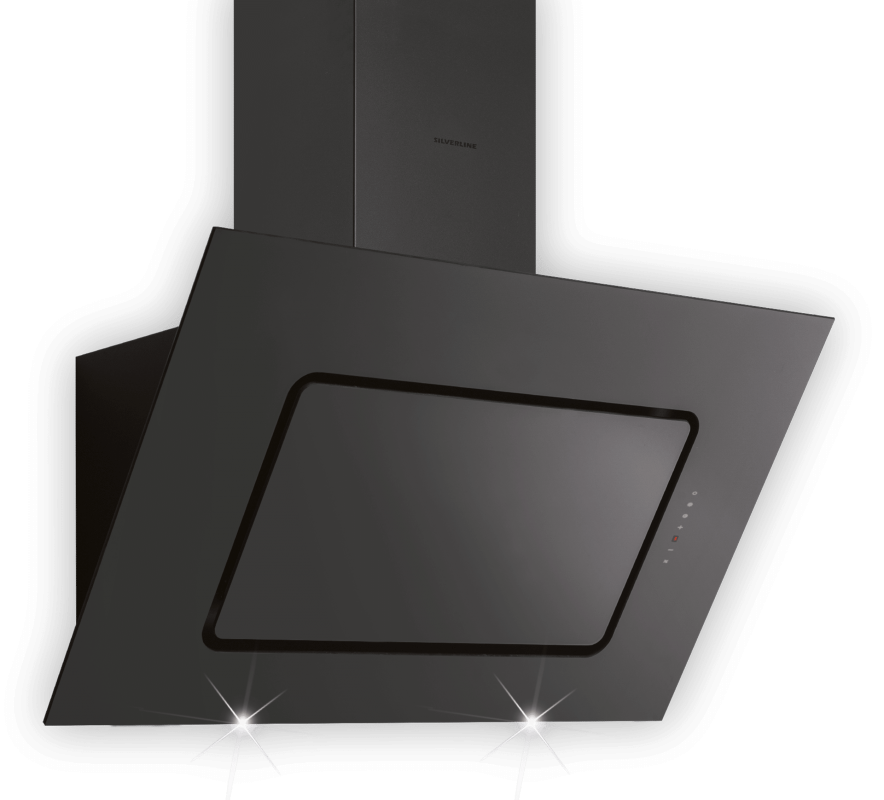 Silverline Porto PRW 800 S headroom hood, 80 cm black-black glass. With a 5 year guarantee!