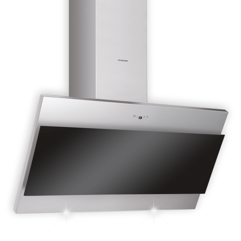 Silverline Taurus 80 cm TSW 800 S stainless steel black glass headroom hood. With a 5 year guarantee!