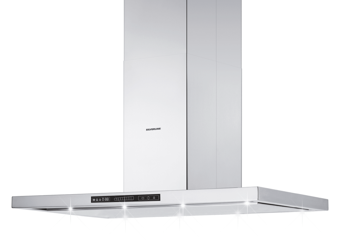 Silverline Leonis Isola Premium 90 cm LOI 920 E stainless steel island hood. With a 5 year guarantee!