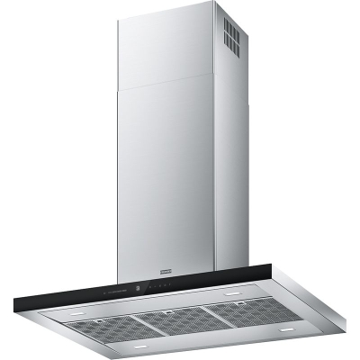 Островок Franke T-shape Avant-silence - FTLN I H45 X/BK GLAS A90, островная вытяжка, нержавеющая сталь, черное стекло, 325.0657.268, с гарантией 5 лет!