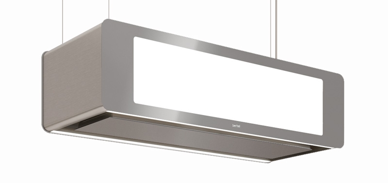 berbel Skyline 2 BIH 95 SK ceiling lift hood silver metallic, 7 YEAR WARRANTY, LED hob and effect lighting, 1050215