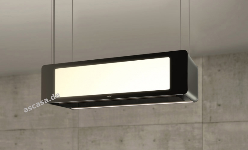 berbel ceiling lift hood Skyline 2 BIH 95 SK black with lift function, 7 YEAR WARRANTY, stainless steel ceiling plate, LED hob lighting and effect lighting, 1050004