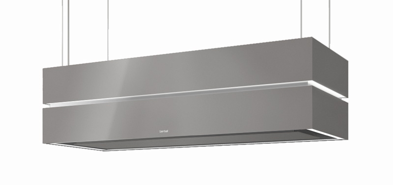 berbel Skyline Edge Sound BIH 135 SKE-S ceiling lift hood, 7 YEAR WARRANTY, integrated sound system, silver metallic, 1050219