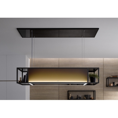 Потолочная подъемная вытяжка berbel Skyline Frame BIH 160 SKF, дымчатое стекло, полка левая + правая, 1050245, ГАРАНТИЯ 7 ЛЕТ