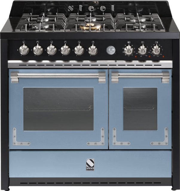 Steel Oxford 100, range cooker, 100 cm, multifunctional oven, color Celeste, X10FF-6CE, with 5 year guarantee!