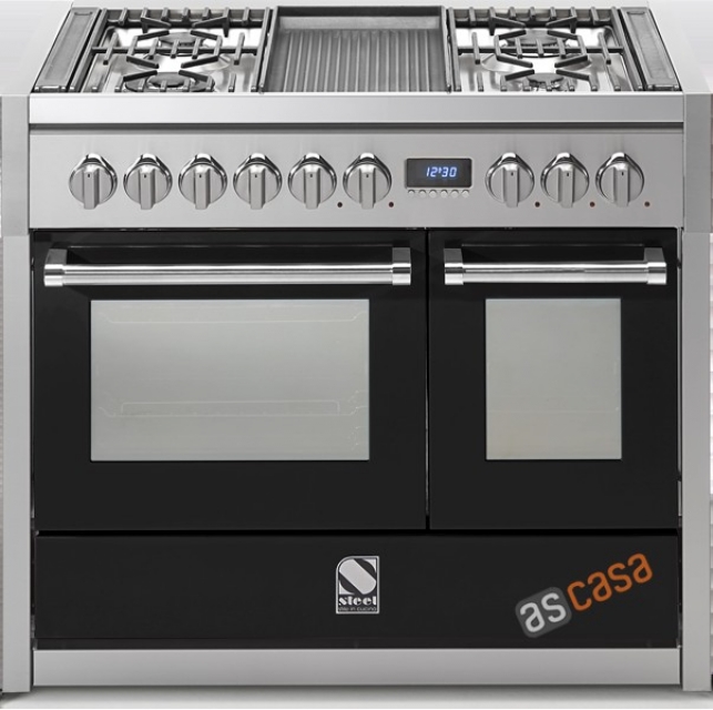 Steel Genesi 100, range cooker, 100 cm, multifunction, color black, G10FF-6WBA, with 5 year guarantee!