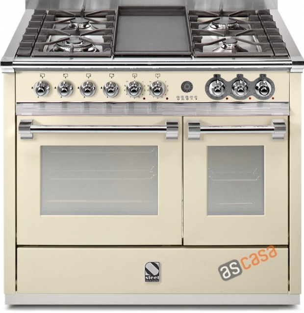 Steel Ascot 100, range cooker, 100 cm, multifunction, color cream, A10FF-6WCR, with 5 year guarantee!