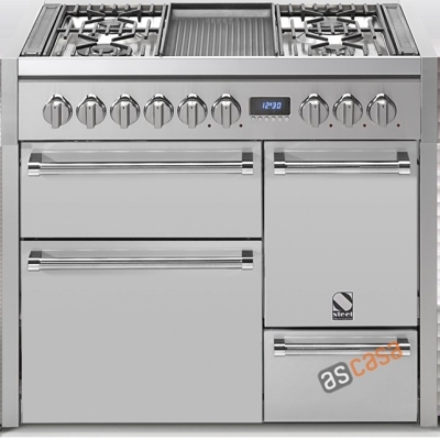 Сталь Genesi 100, плита, 100 см, многофункциональная, 3 духовки, цвет нержавеющая сталь, G10FFF-D-4MSS, с гарантией 5 лет!