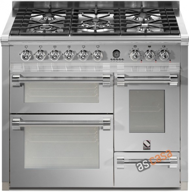 Steel Ascot 100, range cooker, 100 cm, multifunction, 3 ovens, color stainless steel, A10FFF-6WSS, with 5 year guarantee!